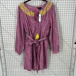 J.Crew, cotton pink paisley floral removable belt puff sleeve romper 10 …